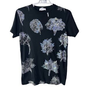 Mauro Grifoni Men's Small T Shirt Black Short Sleeve‎ Floral Graphic GUC